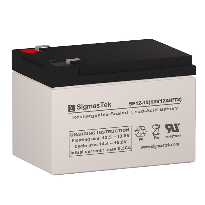 12 Volt 12 Amp Hour Sealed Lead Acid Battery Replacement with T2 F2 Terminals by SigmasTek SP12-12
