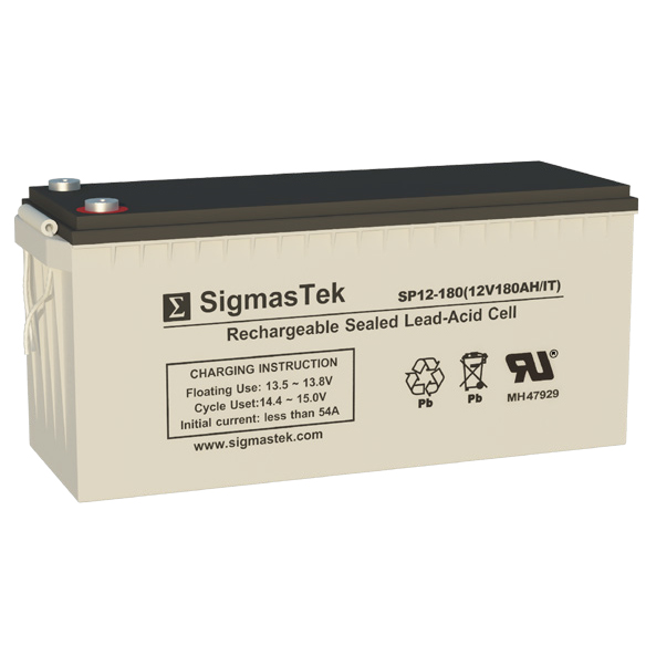 12 Volt 180 Amp Hour Sealed Lead Acid Battery Replacement with IT Terminals by SigmasTek SP12-180
