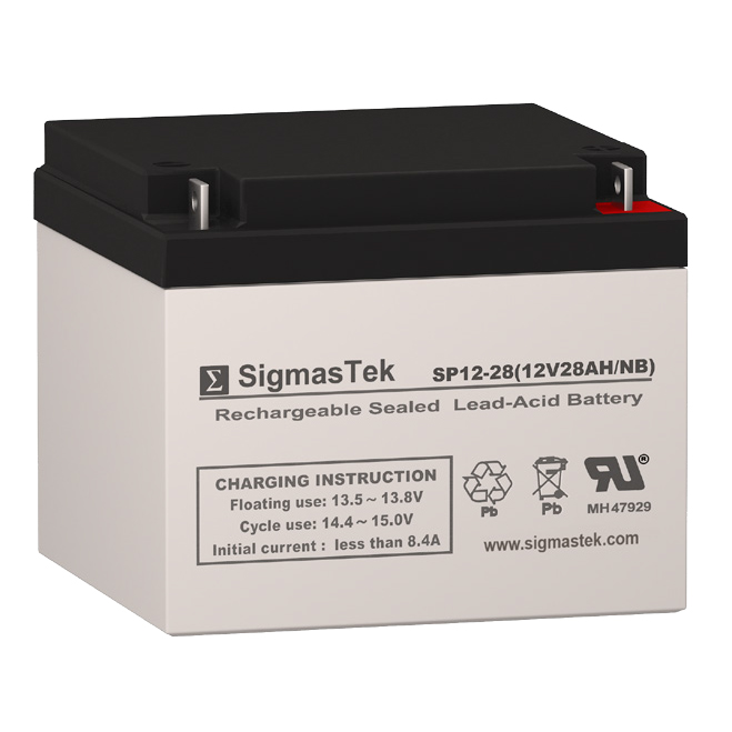 12 Volt 28 Amp Hour Sealed Lead Acid Battery Replacement with NB Terminals by SigmasTek SP12-28