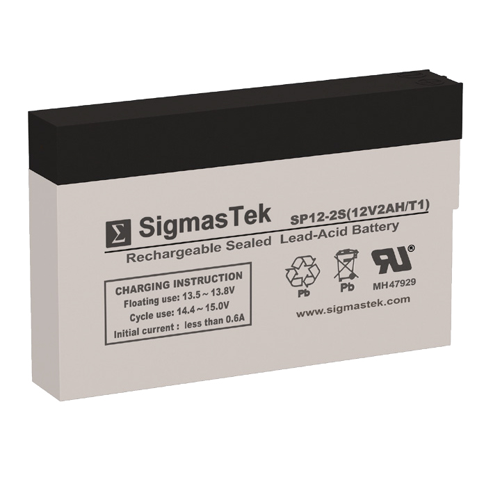 12 Volt 2 Amp Hour Sealed Lead Acid Battery Replacement with T1 F1 Terminals by SigmasTek SP12-2S