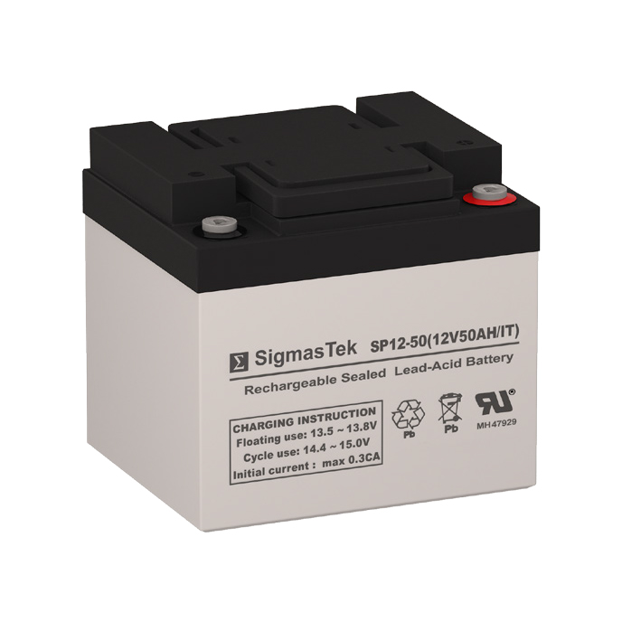 12 Volt 50 Amp Hour Sealed Lead Acid Battery Replacement with IT Terminals by SigmasTek SP12-50