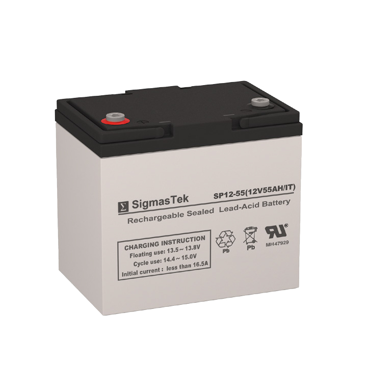 12 Volt 55 Amp Hour Sealed Lead Acid Battery Replacement with IT Terminals by SigmasTek SP12-55