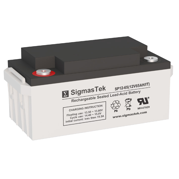 12 Volt 65 Amp Hour Sealed Lead Acid Battery Replacement with IT Terminals by SigmasTek SP12-65