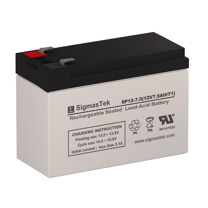 12 Volt 7.5 Amp Hour Sealed Lead Acid Battery Replacement with T1 F1 Terminals by SigmasTek SP12-7.5