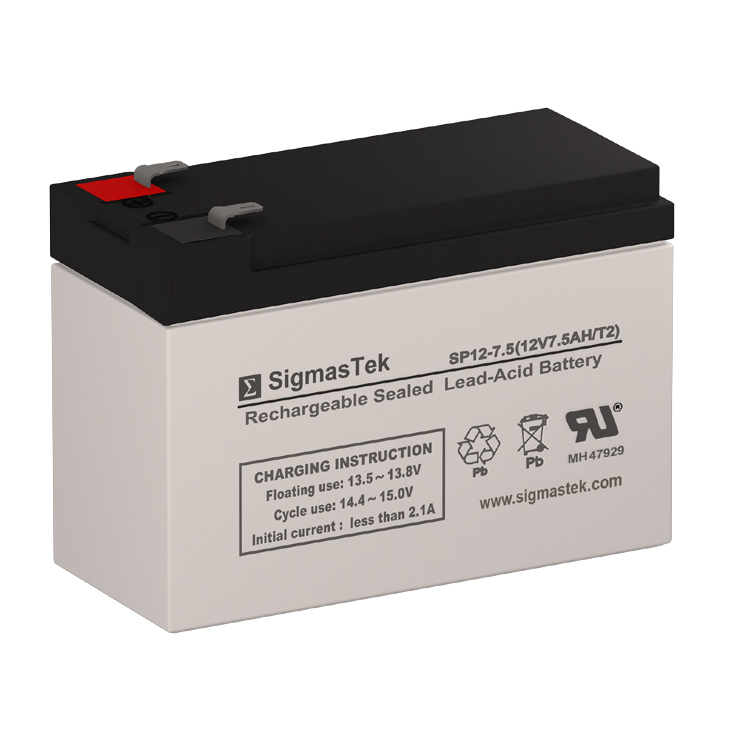 12 Volt 7.5 Amp Hour Sealed Lead Acid Battery Replacement with T2 F2 Terminals by SigmasTek SP12-7.5