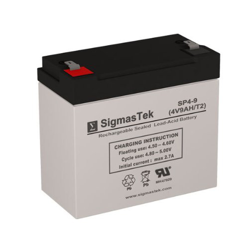 4 Volt 9 Amp Hour Sealed Lead Acid Battery Replacement with F2 Terminals by SigmasTek SP4-9