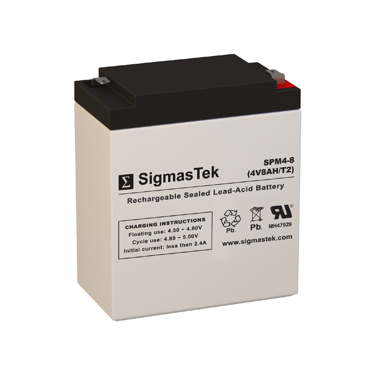 4 Volt 8 Amp Hour Sealed Lead Acid Battery Replacement with T2 F2 Terminals by SigmasTek SPM4-8