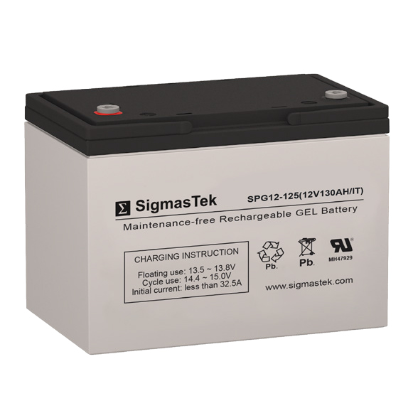 12 Volt 130 Amp Hour Sealed Lead Acid Battery Replacement with IT Terminals by SigmasTek SPG12-125