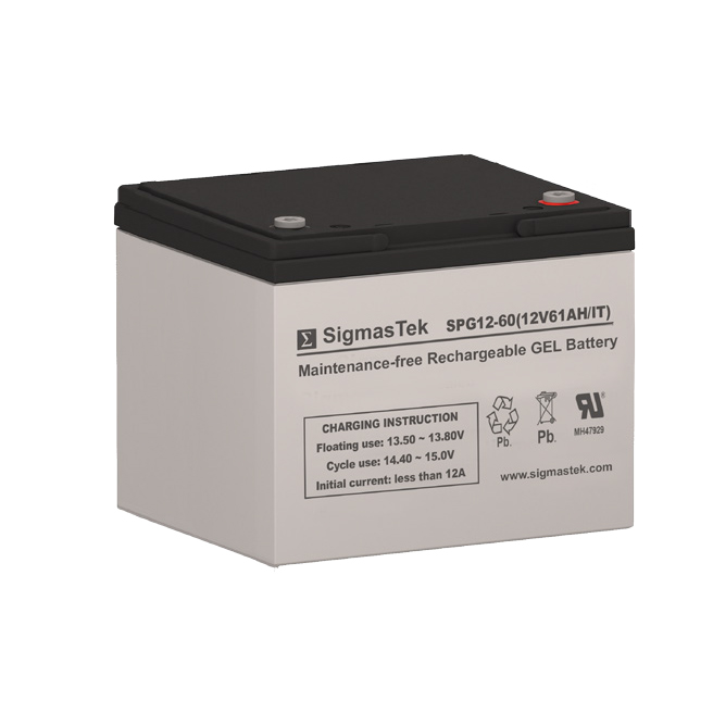 12 Volt 61 Amp Hour Sealed Lead Acid Battery Replacement with IT Terminals by SigmasTek SPG12-60