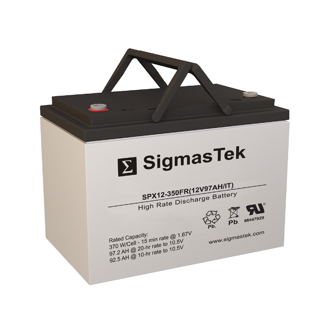12 Volt 97 Amp Hour Sealed Lead Acid Battery Replacement with IT Terminals by SigmasTek SPX12-350FR