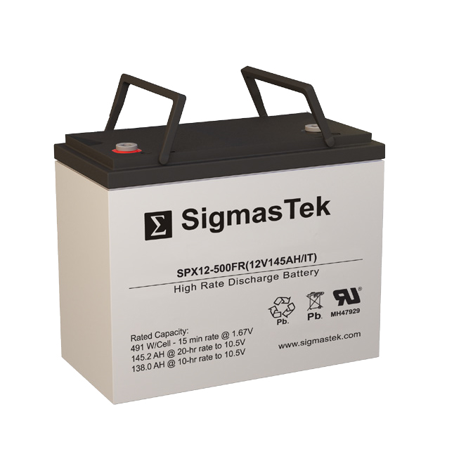12 Volt 145 Amp Hour Sealed Lead Acid Battery Replacement with IT Terminals by SigmasTek SPX12-500FR