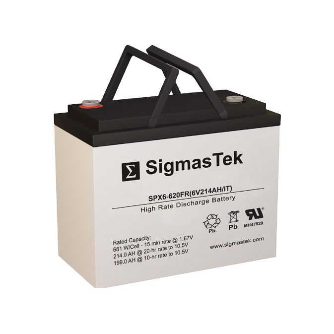 6 Volt 214 Amp Hour Sealed Lead Acid Battery Replacement with IT Terminals by SigmasTek SPX6-620FR